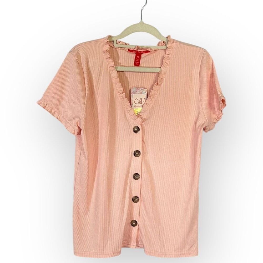 Brand New Chelsea and Violet Women’s Size XL Short Sleeve Button Down Top Shirt